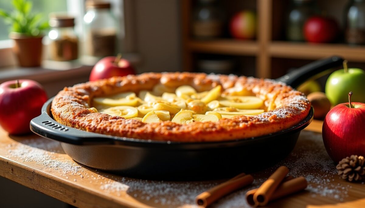 Gâteau aux pommes ultra fondant prêt en 10 minutes : la cuisson à la poêle à découvrir absolument ce soir !